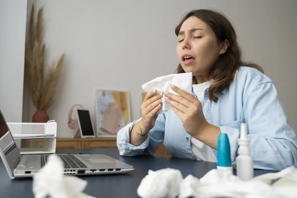 Palm Coast Indoor Air Quality Services - Woman suffering from allergies.
